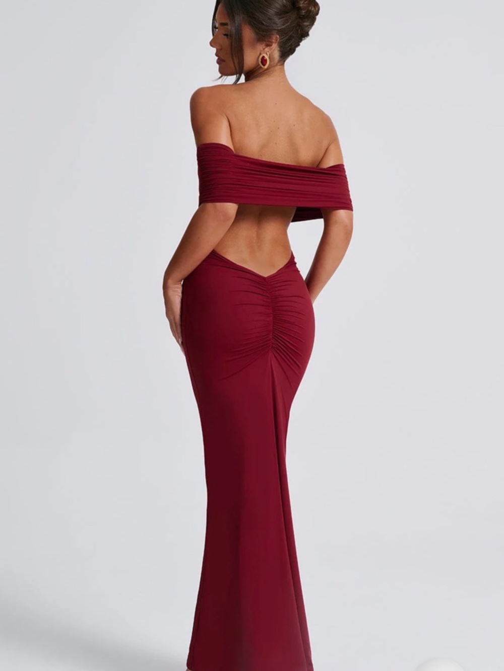Strapless Burgundy Ruched Maxi Dress-Babyboo Fashion- Never worn/NWT - Picture 3 of 3